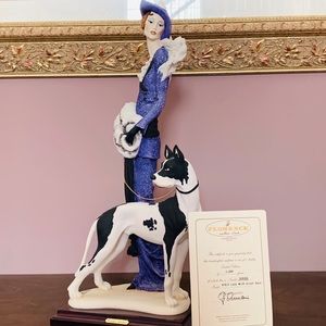 VTG Giuseppe Armani “Lady with Great Dane” Statue